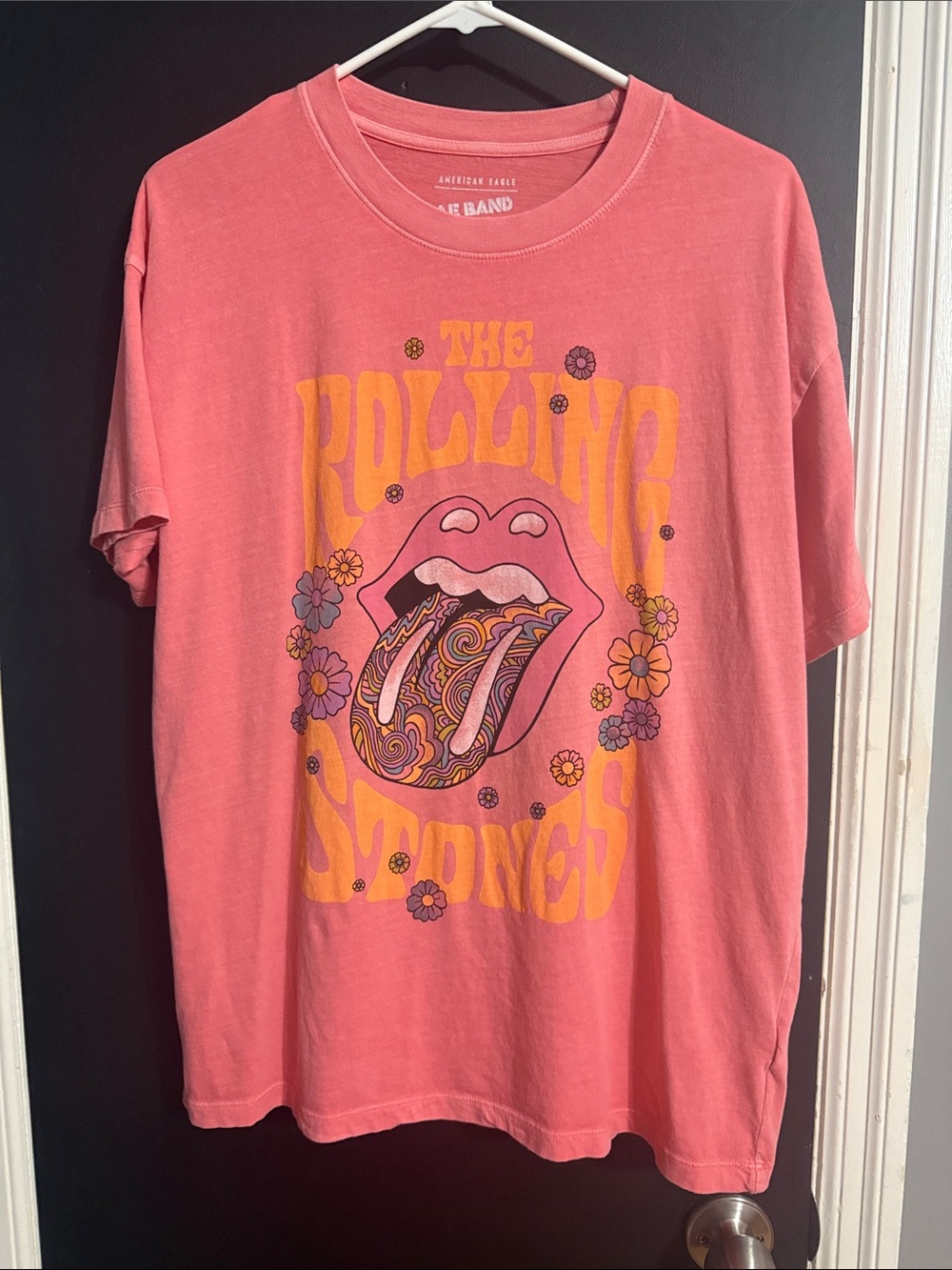 American Eagle AE Band Tee Rolling Stones Size: XS/S Neon Hippie Summer Cotton